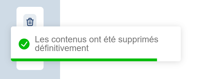 Notification de déplacement vers la corbeille