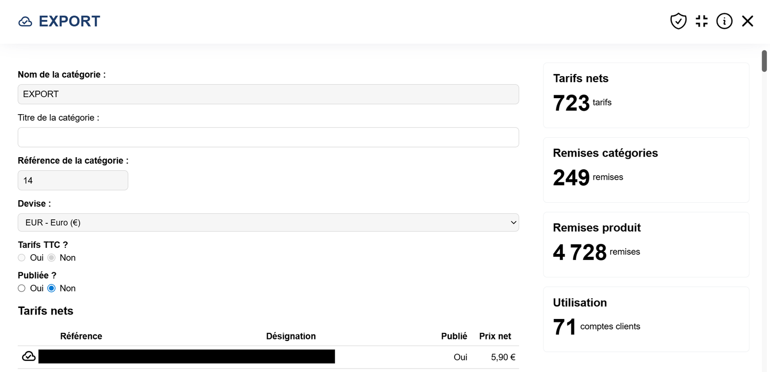 Exemple de Catégorie Tarifaire